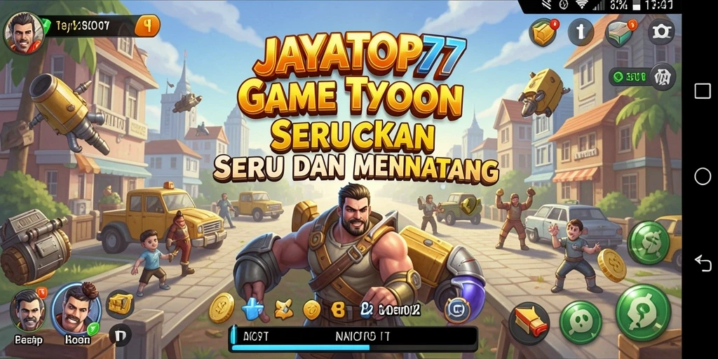 Tampilan gameplay JAYATOP77 yang membangun kerajaan bisnis.