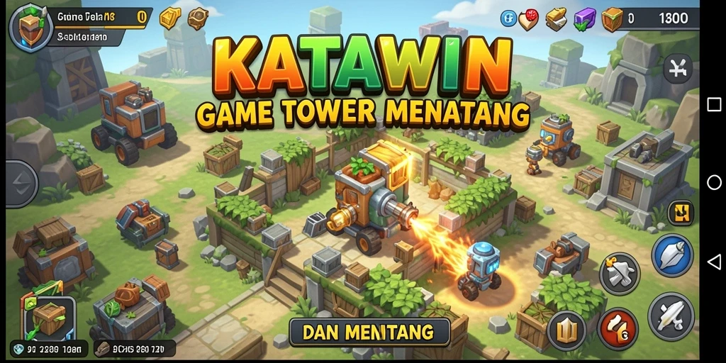 Tampilan gameplay KATAWIN yang intens dan seru sebagai game Tower Defense.