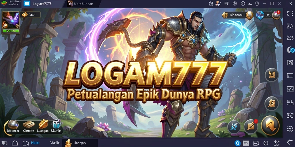 Tampilan gameplay epik dalam LOGAM777 yang menampilkan aksi RPG yang mendebarkan.