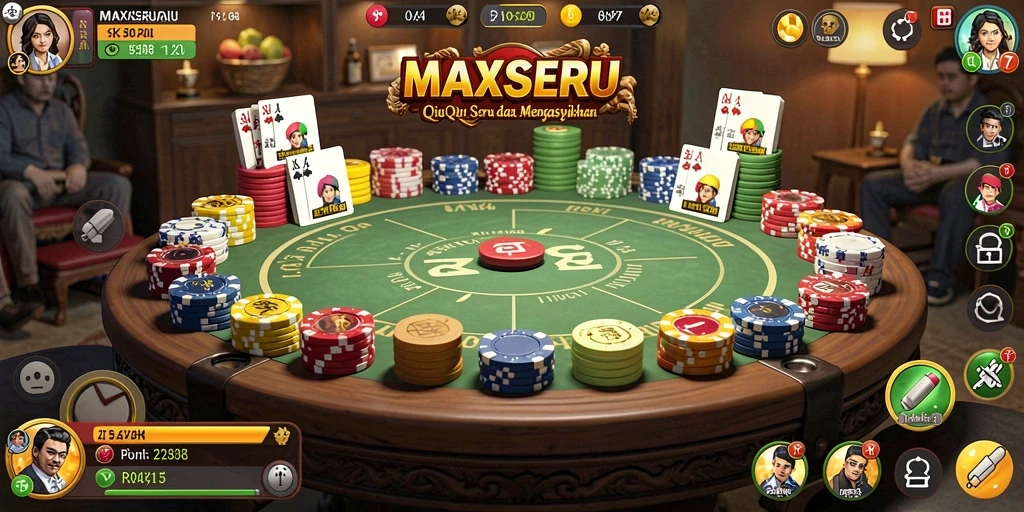 Tampilan menarik dari gameplay QiuQiu di MAXSERU.