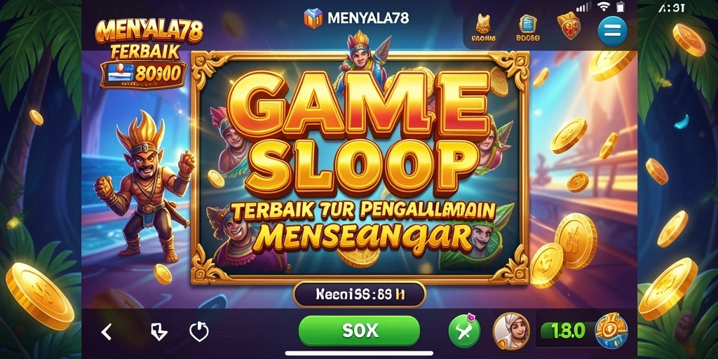 Tampilan gameplay menarik dari aplikasi MENYALA78 dengan berbagai fitur slot.