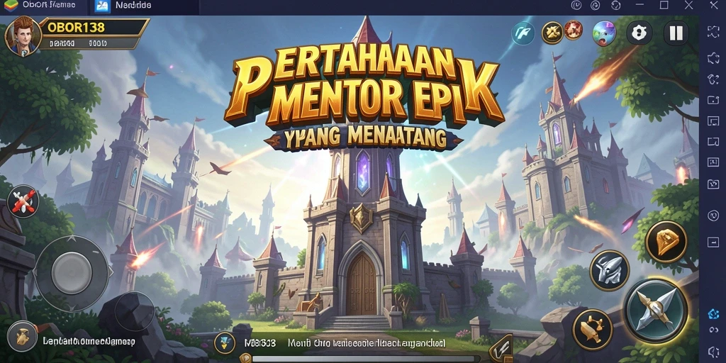 Tangkapan layar dari OBOR138 menunjukkan aksi pertahanan menara yang intens.