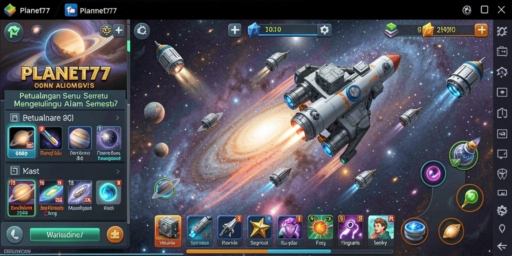 Screenshot PLANET77 yang menampilkan aksi seru menjelajahi planet baru.