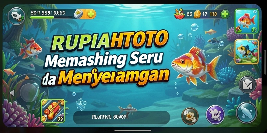 Tampilan gameplay RUPIAHTOTO yang menarik saat memancing di air tenang.